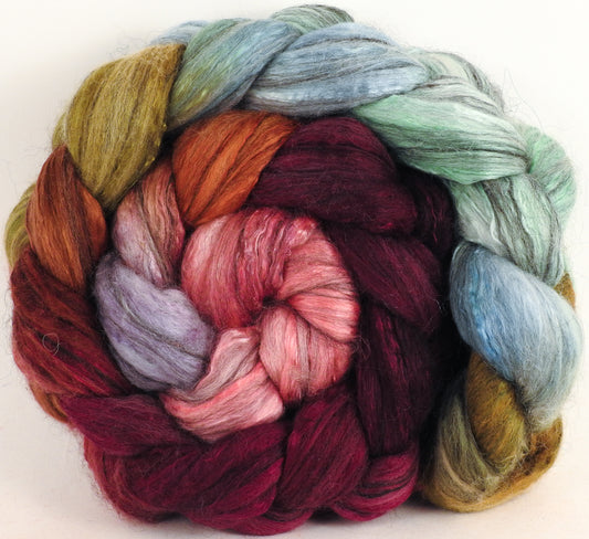 Batt in a Braid #9 -Kelim -(5.1 oz.) Superfine Merino/ Mulberry Silk / Black Alpaca (50/40/10)