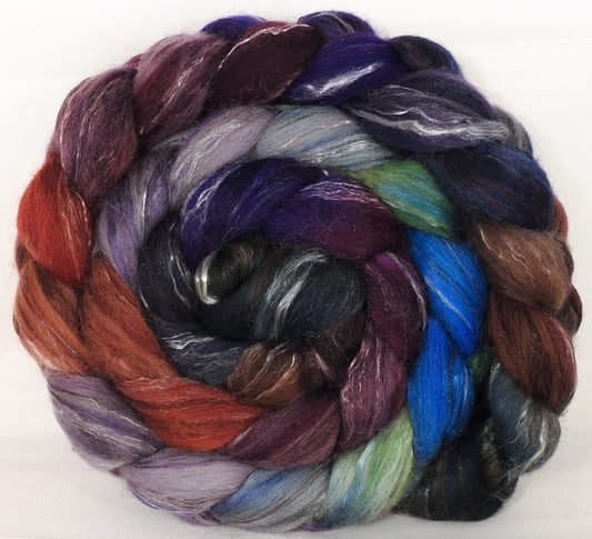 Batt in a Braid #31- Brocade-( 6.2 oz. ) - Polwarth/ Mulberry Silk / Baby Alpaca / Rainbow Firestar/ Tencel( 40/25/15/10/10) - Inglenook Fibers