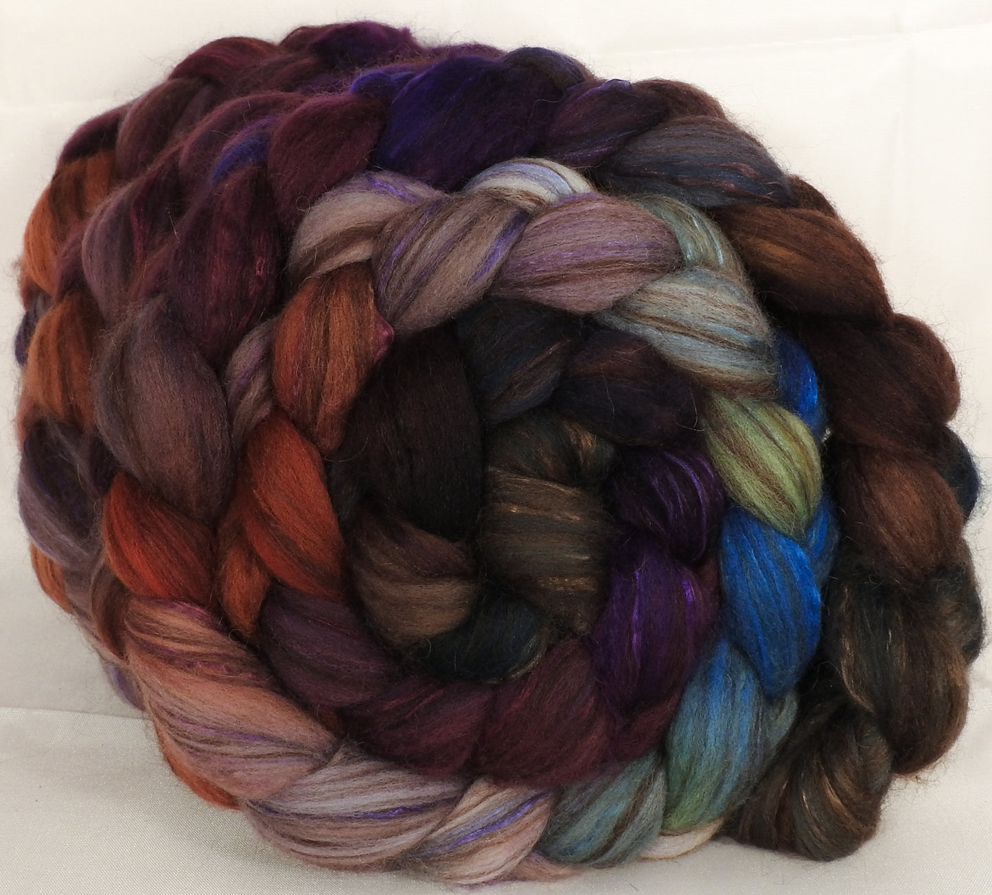 Hand dyed top for spinning -Brocade- ( 5.4 oz. ) 18.5 mic merino/ camel/ brown alpaca/ mulberry silk/ (40/20/20/20) - Inglenook Fibers