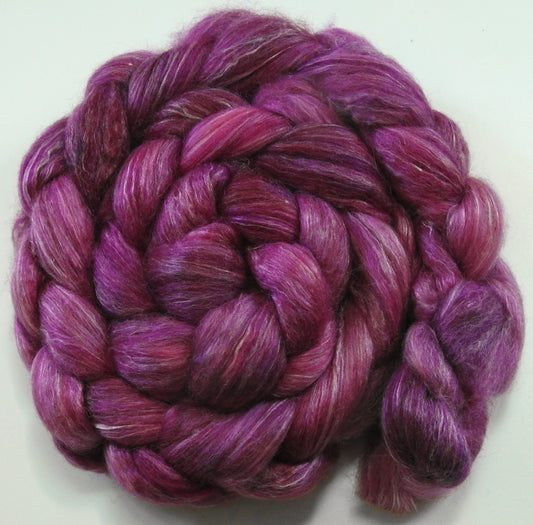 Dragonfruit (5.4 oz) Batt in a Braid #57- Camel/Baby Alpaca/Mint fiber  (50/25/25)