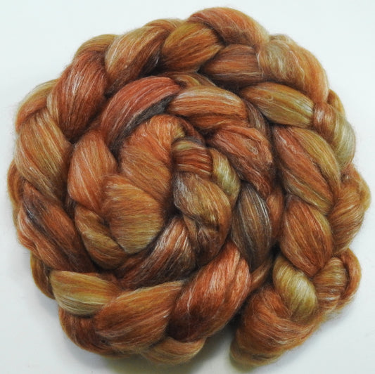 Brickle (5.4 oz) Batt in a Braid #57- Camel/Baby Alpaca/Mint fiber  (50/25/25)