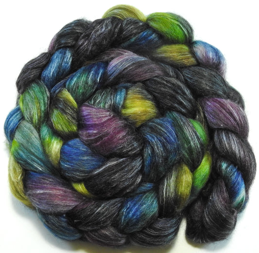 Jewel Beetle (5.4 oz) Batt in a Braid #57- Camel/Baby Alpaca/Mint fiber  (50/25/25)