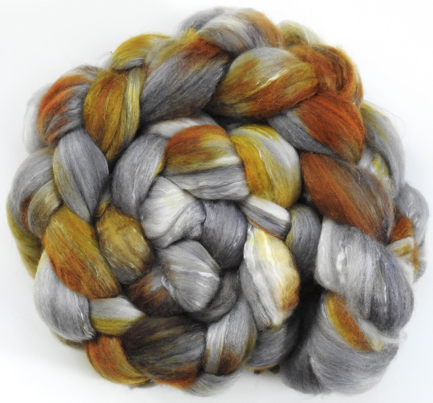 Metallurgy - Glazed Solid- Batt in a Braid #5- Merino/ Camel/ silk/ faux cashmere/ firestar (25/25/25/12/12)
