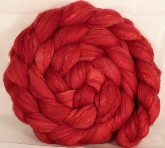 Batt in a Braid #5 -Ladybug -(5.5 oz.) Merino/ Camel/ silk/ faux cashmere/ firestar (25/25/25/12/12) - Inglenook Fibers