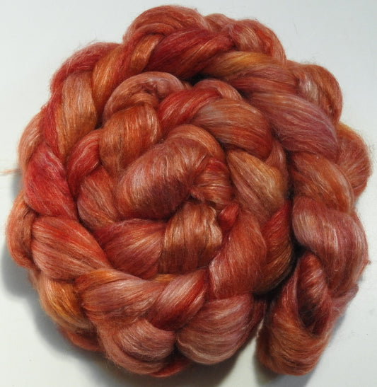 Coral Canna - Batt in a Braid #57- Camel/Baby Alpaca/Mint fiber  (50/25/25)