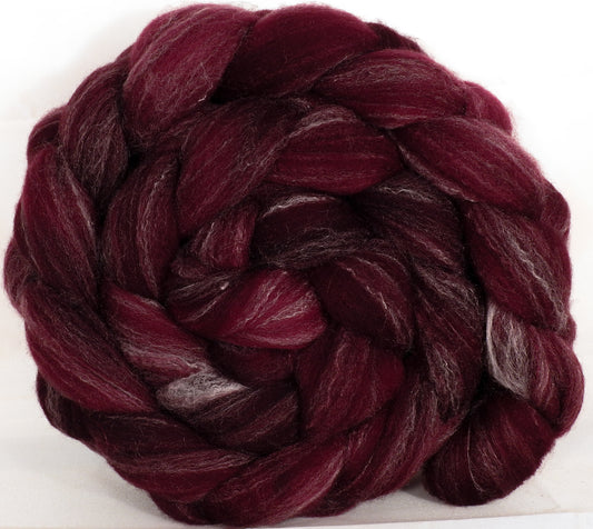 Hand dyed top for spinning - Claret - (5.3 oz.) Targhee/silk/ bamboo ( 80/10/10) - Inglenook Fibers