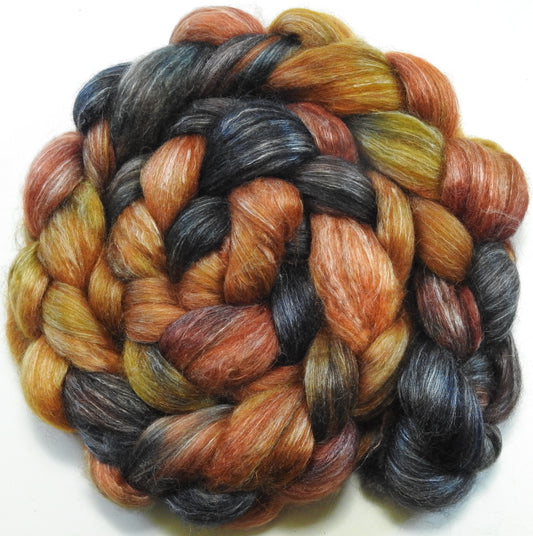 Pumpkin Juice (5.2 oz) Batt in a Braid #57- Camel/Baby Alpaca/Mint fiber  (50/25/25)