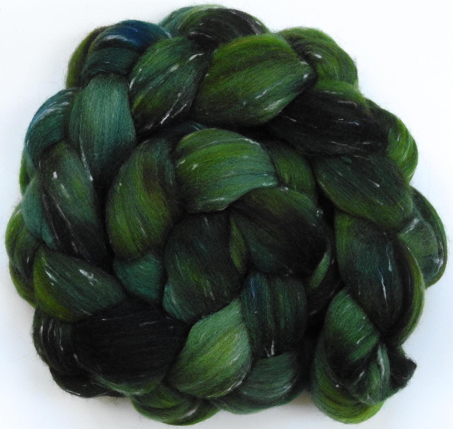 Dendrophile (5.7 oz) -Glazed Solid- Batt in a Braid #42 - Polwarth/ Tweed Blend / Peduncle&Tussah Silk( 50/25/25)