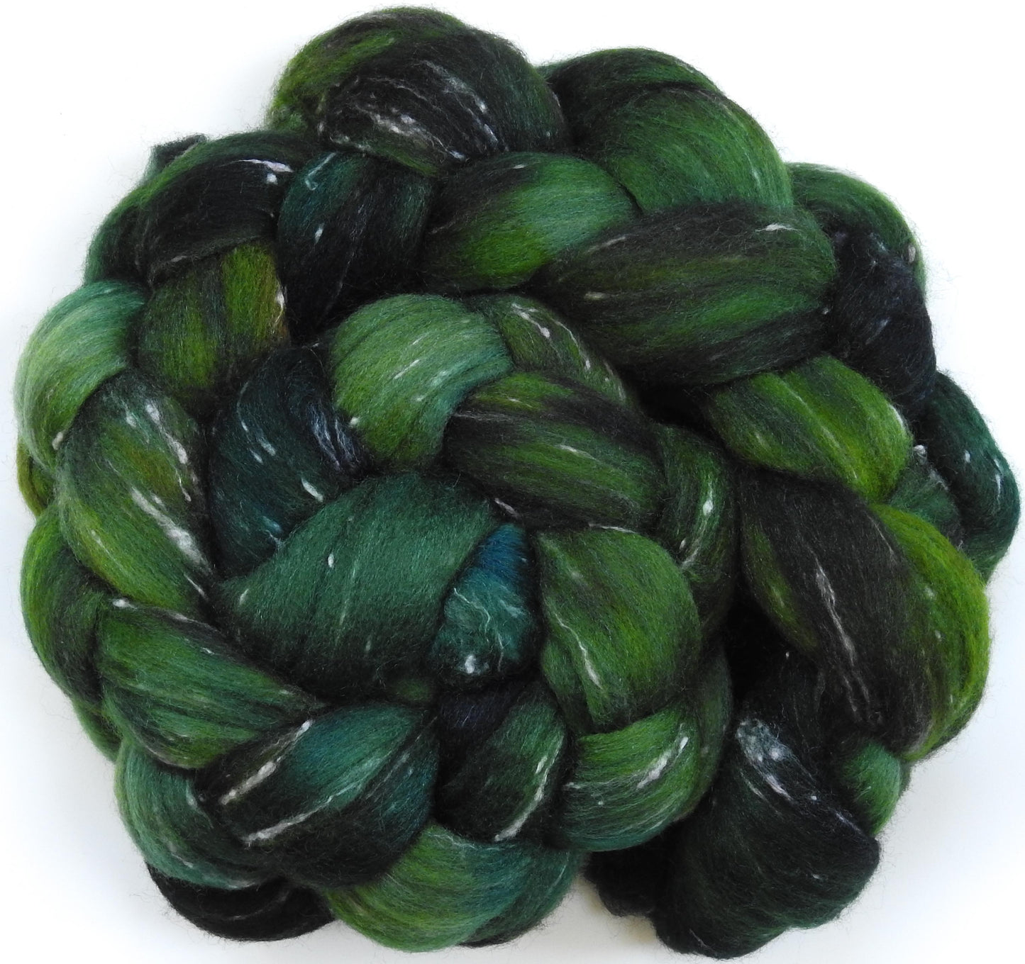 Dendrophile (5.7 oz) -Glazed Solid- Batt in a Braid #42 - Polwarth/ Tweed Blend / Peduncle&Tussah Silk( 50/25/25)