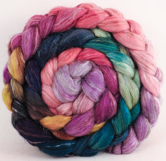 Batt in a Braid #31- Color Me Happy-(5 oz. ) Polwarth/ Mulberry Silk / Baby Alpaca / Rainbow Firestar/ Tencel( 40/25/15/10/10)