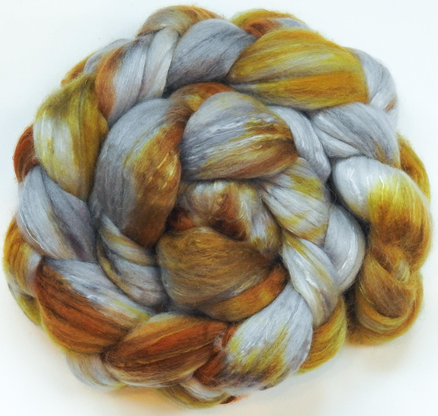 Metallurgy (5.6 oz) -Glazed Solid- Batt in a Braid #5- Merino/ Camel/ silk/ faux cashmere/ firestar (25/25/25/12/12)