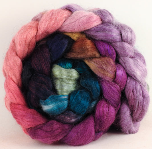 Hand-dyed wensleydale/ mulberry silk roving (65/35) -Color Me Happy - (5.5 oz.)