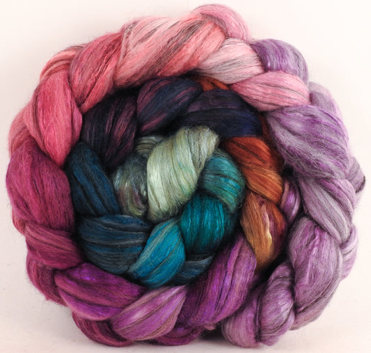Batt in a Braid #9 -Color Me Happy -(6.2 oz.) Superfine Merino/ Mulberry Silk / Black Alpaca (50/40/10)