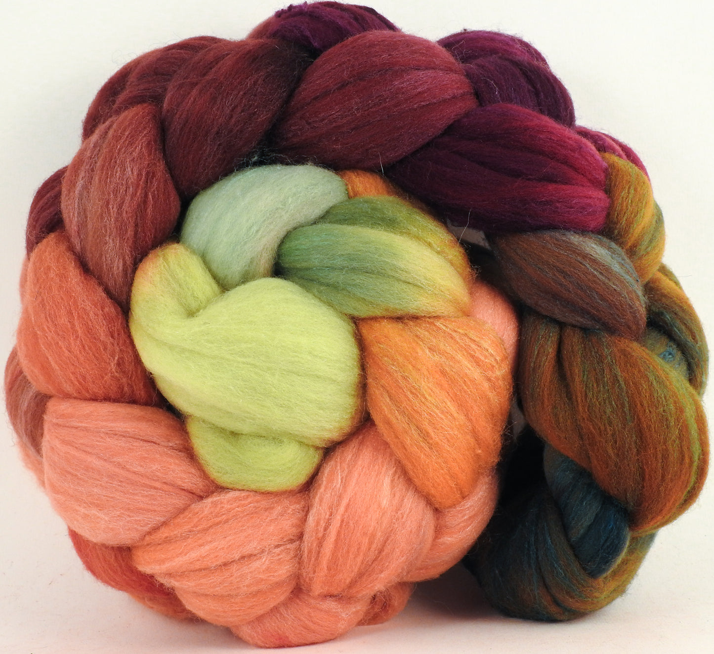 Hand dyed top for spinning - Icelandic Poppies (5.4 oz.) Rambouillet /tussah silk (75/25)