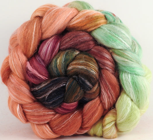 Batt in a Braid #45 - Icelandic Poppies - Corriedale/Mulberry Silk/Rose Fiber (60/20/20)