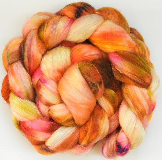 Walkin' on Sunshine (5.6 oz) -Fusion Series- Batt in a Braid #5- Merino/ Camel/ silk/ faux cashmere/ firestar (25/25/25/12/12)