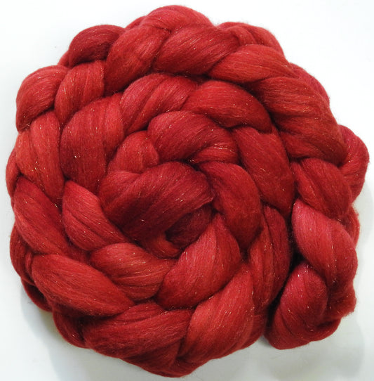 Poppy - Batt in a Braid #58-(5.3 oz)- Superfine Merino/ Tussah silk/ Gold Stellina(65/25/10)