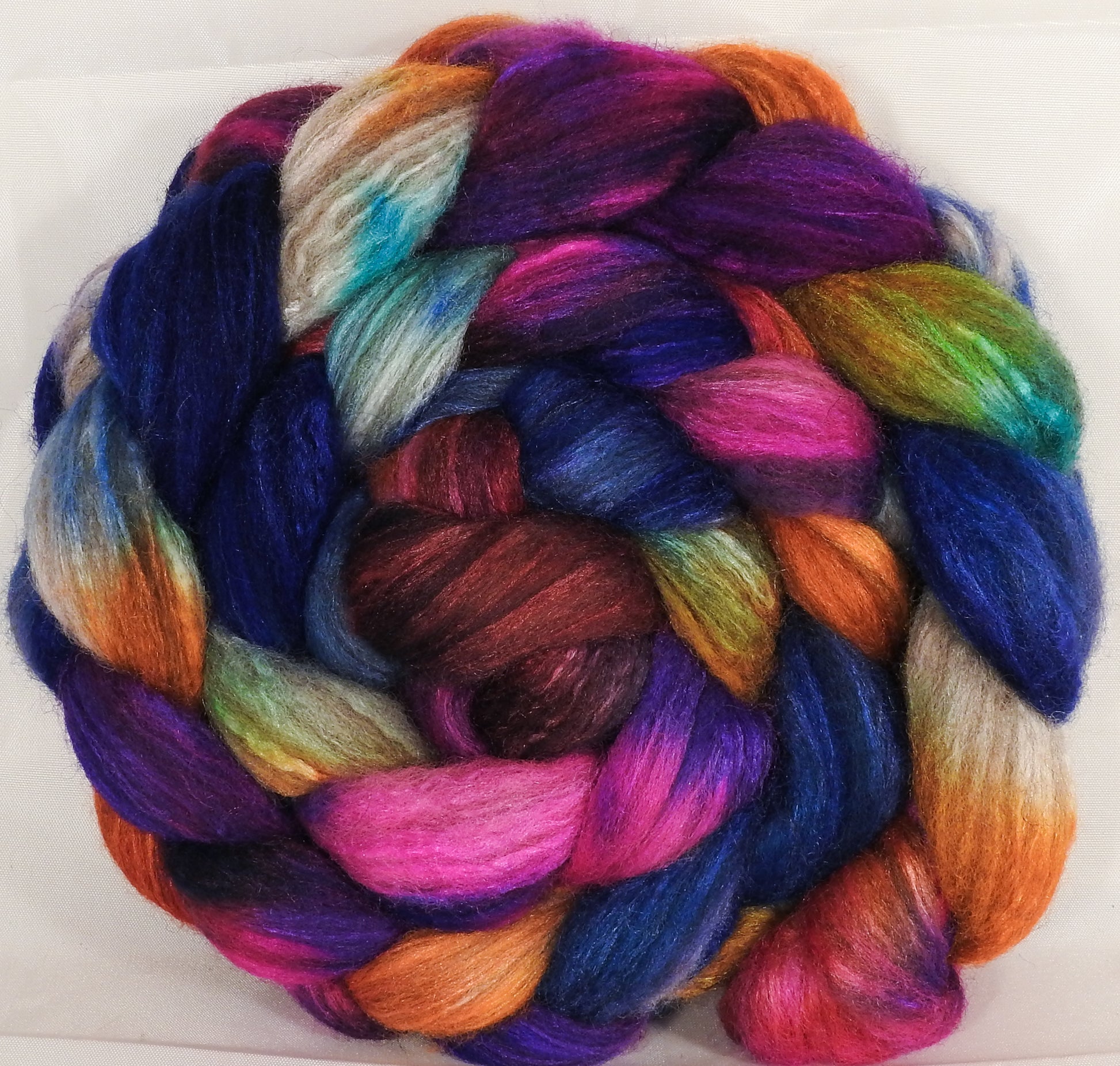 Mixed UK Bfl/ Tussah Silk  (75/25) -Tie-Dye - 6.5 oz. - Inglenook Fibers