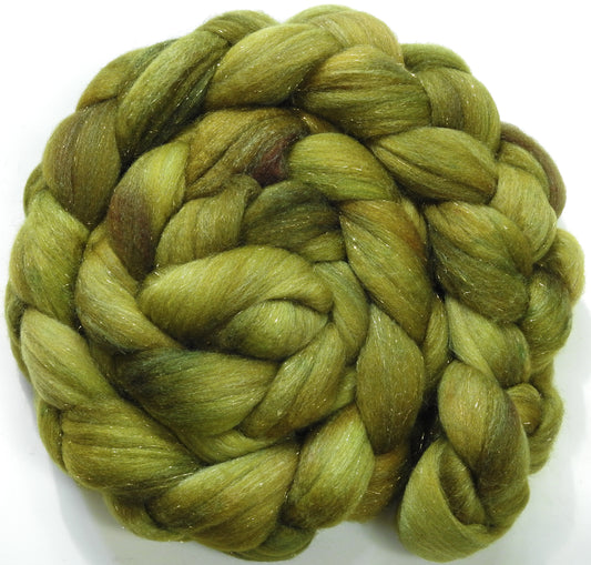 Sphagnum Moss- Batt in a Braid #58-(5.3 oz)- Superfine Merino/ Tussah silk/ Gold Stellina(65/25/10)