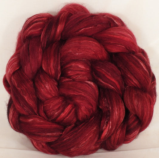 Batt in a Braid #31-Crimson-( 5.5 oz. ) - Polwarth/ Mulberry Silk / Baby Alpaca / Rainbow Firestar/ Tencel( 40/25/15/10/10) - Inglenook Fibers