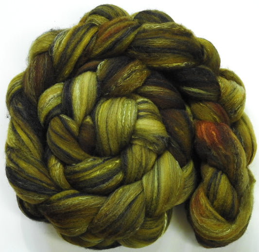 Sphagnum Moss - 5.5 oz - Batt in a Braid #30- Charollais/ Rambouillet / Black tussah /Mulberry silk (40/40/10/10)