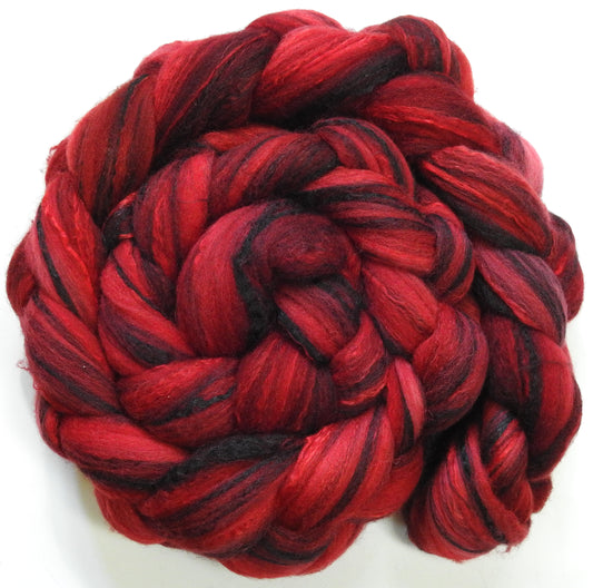 Poppy - 5.5 oz - Batt in a Braid #30- Charollais/ Rambouillet / Black tussah /Mulberry silk (40/40/10/10)