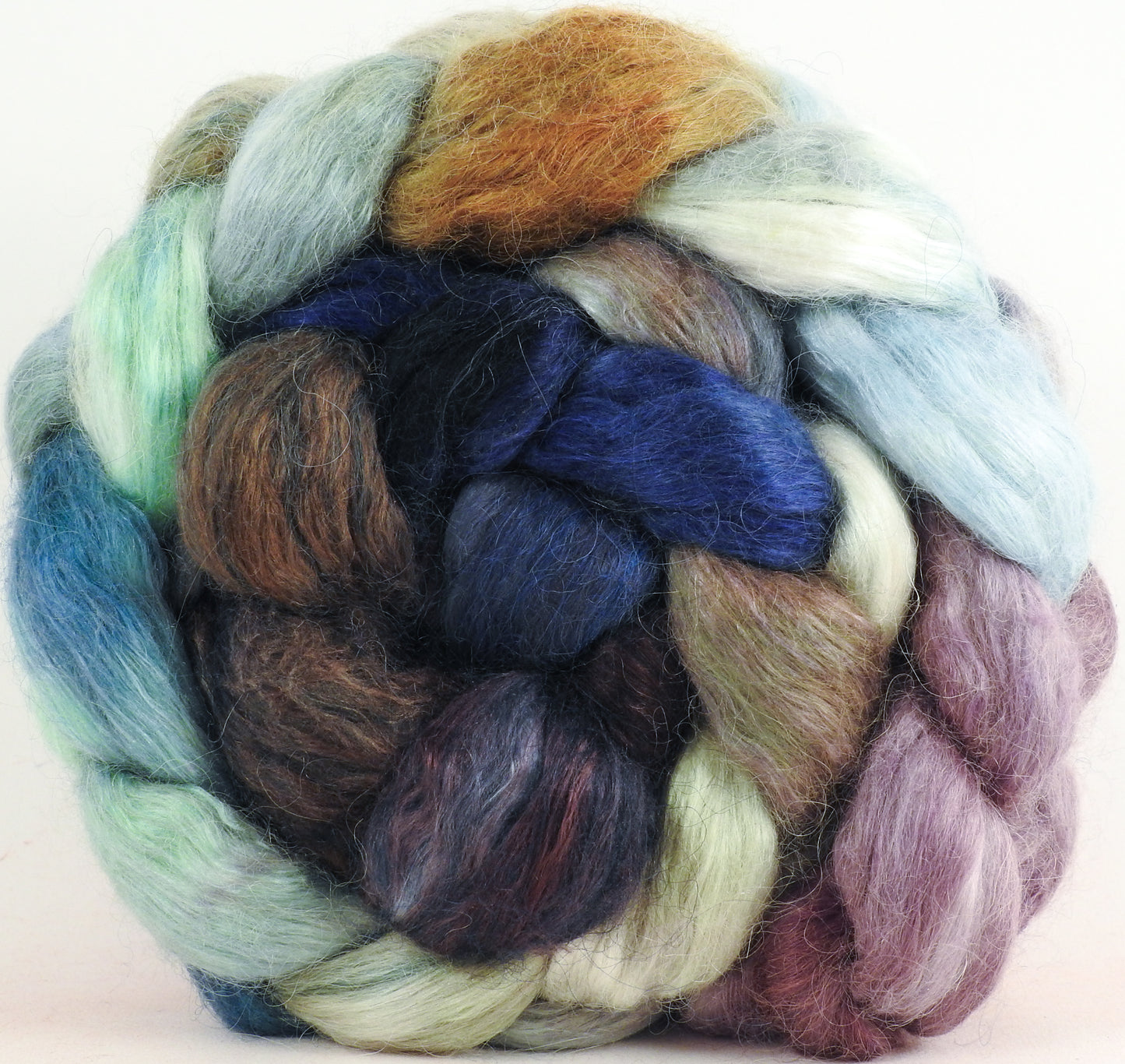 Hand-dyed wensleydale/ mulberry silk roving (65/35) - Downpour - (5.5 oz.)