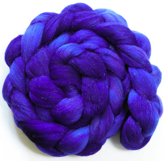 Bilberry -(5.2 oz)  Batt in a Braid #58-Superfine Merino/ Tussah silk/ Gold Stellina(65/25/10)