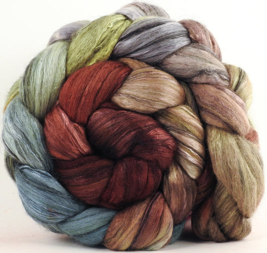 Batt in a Braid #9 -Winter Beech -(5.2 oz.) Superfine Merino/ Mulberry Silk / Black Alpaca (50/40/10)