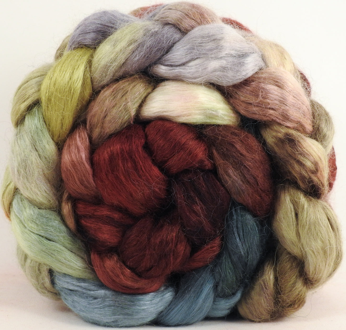 Hand-dyed wensleydale/ mulberry silk roving (65/35) -Winter Beech
