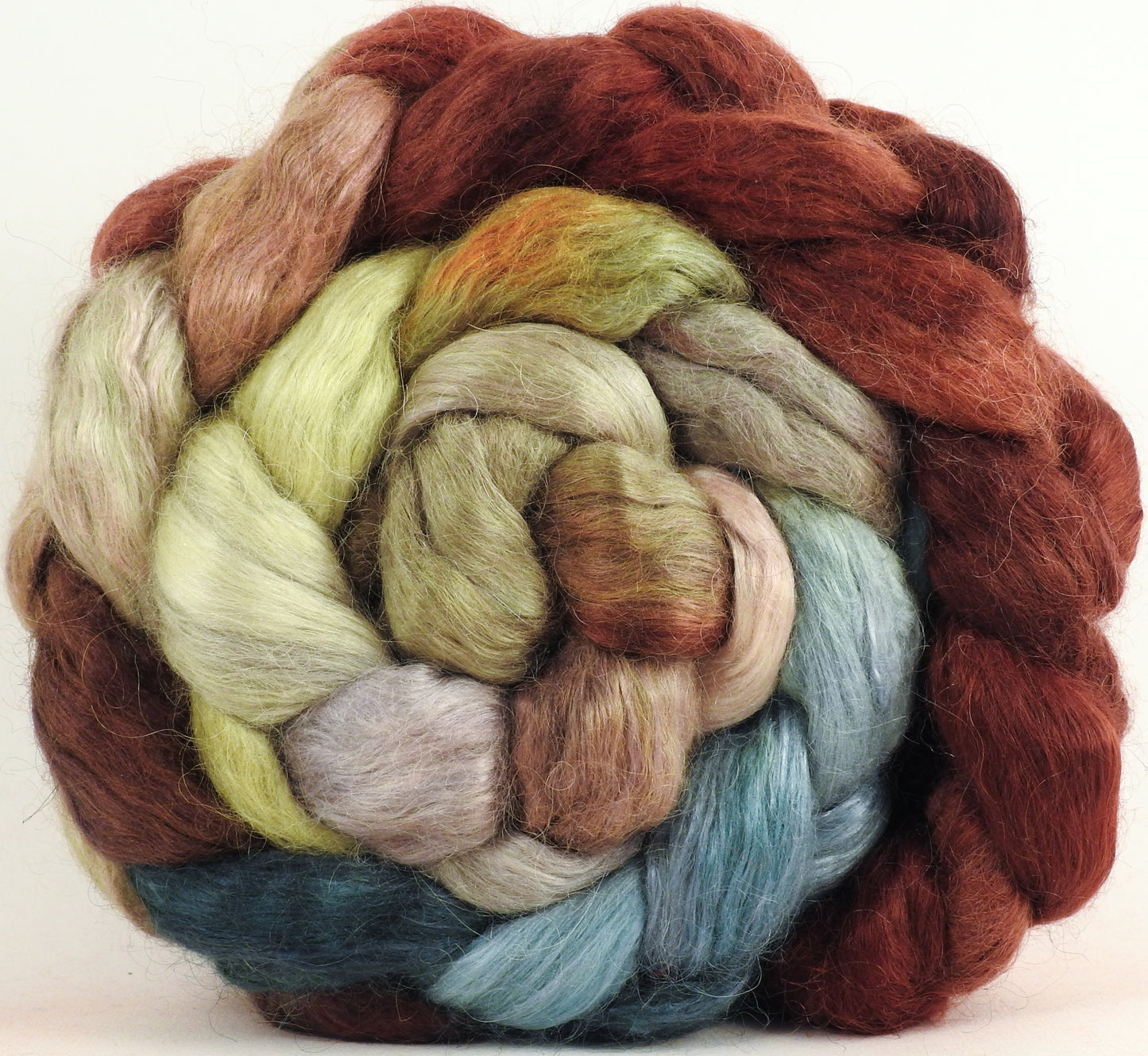 Hand-dyed wensleydale/ mulberry silk roving (65/35) -Winter Beech