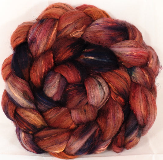 Batt in a Braid #39-SARI- 6 -(5.4 oz.)Falkland Merino/ Mulberry Silk / Sari Silk (50/25/25) - Inglenook Fibers