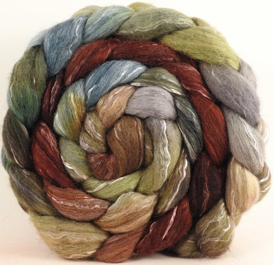 Batt in a Braid #17 -Winter Beech -(5 oz.) Grey Corriedale/ Tussah silk/ Tencel (50/25/25)