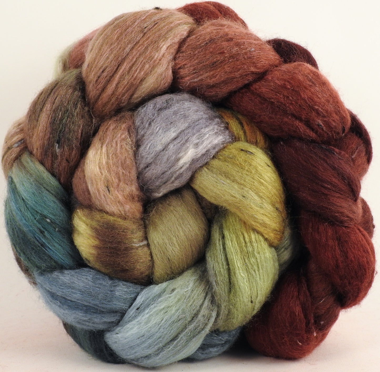 Batt in a Braid #49 - Winter Beech (5.5 oz) - Polwarth/ Mulberry Silk/ Tweed Blend (50/25/25)