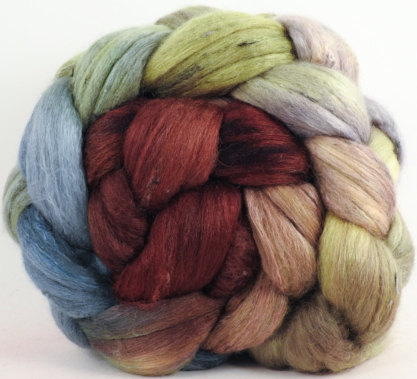Batt in a Braid #49 - Winter Beech (5.5 oz) - Polwarth/ Mulberry Silk/ Tweed Blend (50/25/25)
