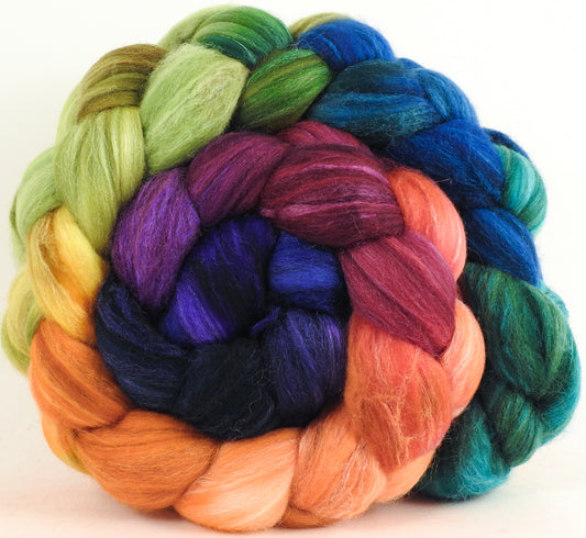 Batt in a Braid #35- Yarn Bombing - (5.5 oz) - Sw Merino (18.5 mic) /Merino (18.5 mic) / Tussah Silk (40/40/20)