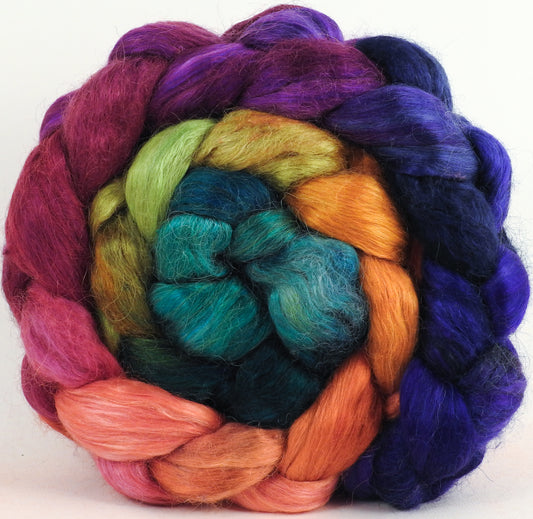 Hand-dyed wensleydale/ mulberry silk roving (65/35) -Yarn Bombing - (5.3 oz.)