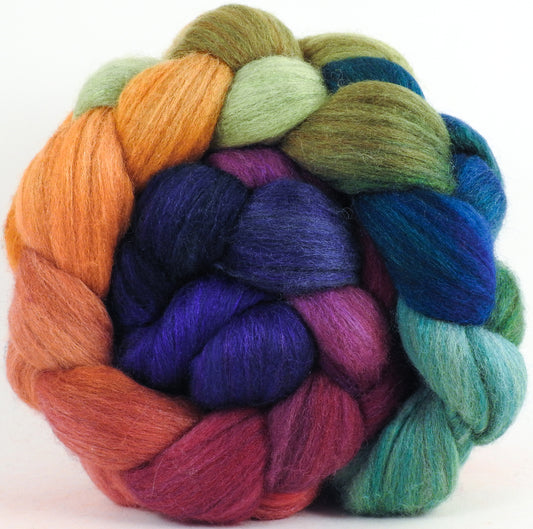Batt in a Braid #27 -Yarn Bombing -( 5.4 oz. ) Lt. Grey Shetland/ Falkland Merino / tussah silk (50/25/25)