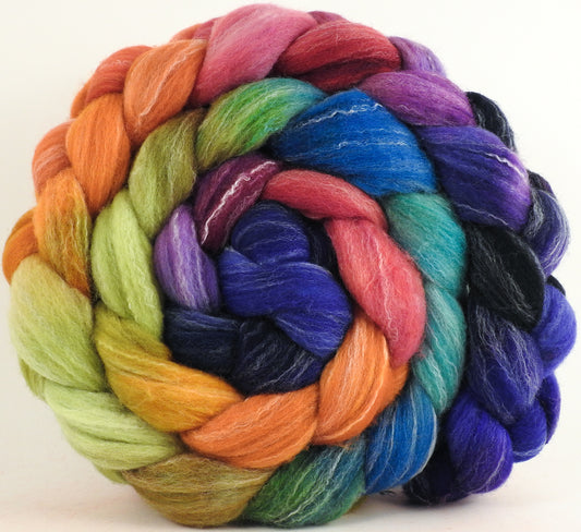 Hand dyed top for spinning - Yarn Bombing -Targhee/silk/ bamboo (80/10/10)