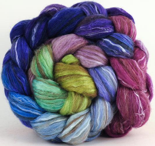 Batt in a Braid #32 -Larkspur - Manx Loaghtan/ Wht Bfl / Tussah Silk/ Flax( 30/30/30/10)
