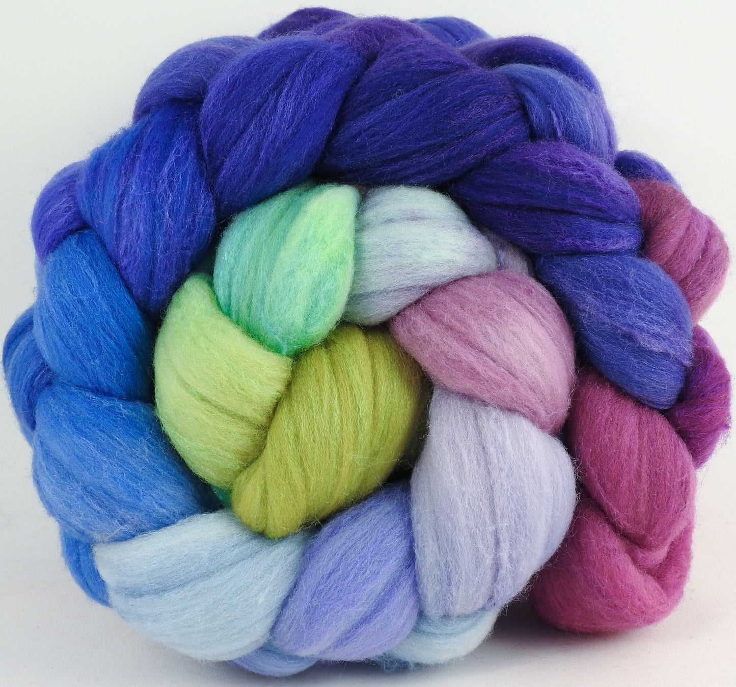 Hand dyed top for spinning -Larkspur (5.3 oz.) Rambouillet /tussah silk (75/25)