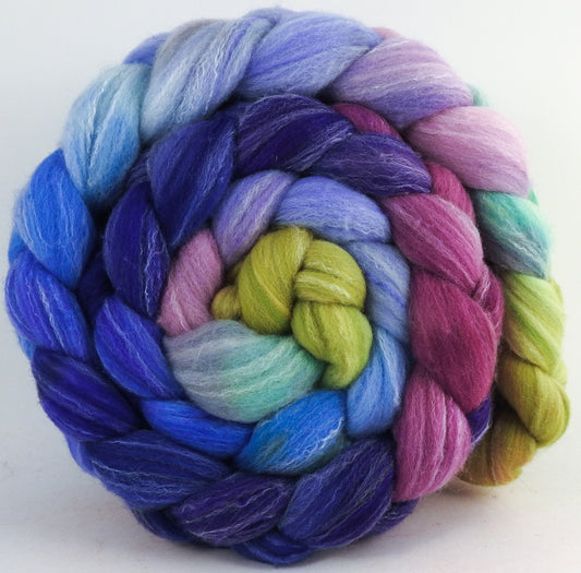 Hand dyed top for spinning - Larkspur - (5.6 oz.) Targhee/silk/ bamboo (80/10/10)