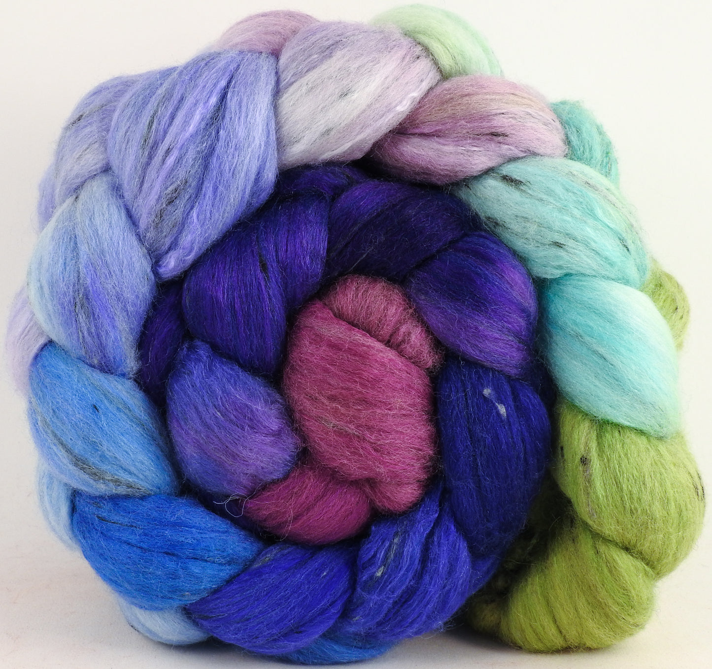 Batt in a Braid #49 - Larkspur - Polwarth/ Mulberry Silk/ Tweed Blend (50/25/25)