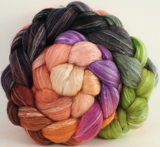 Batt in a Braid #45 - Dwarf Kingfisher B (6.1 oz.) - Corriedale/Mulberry Silk/Rose Fiber (60/20/20)