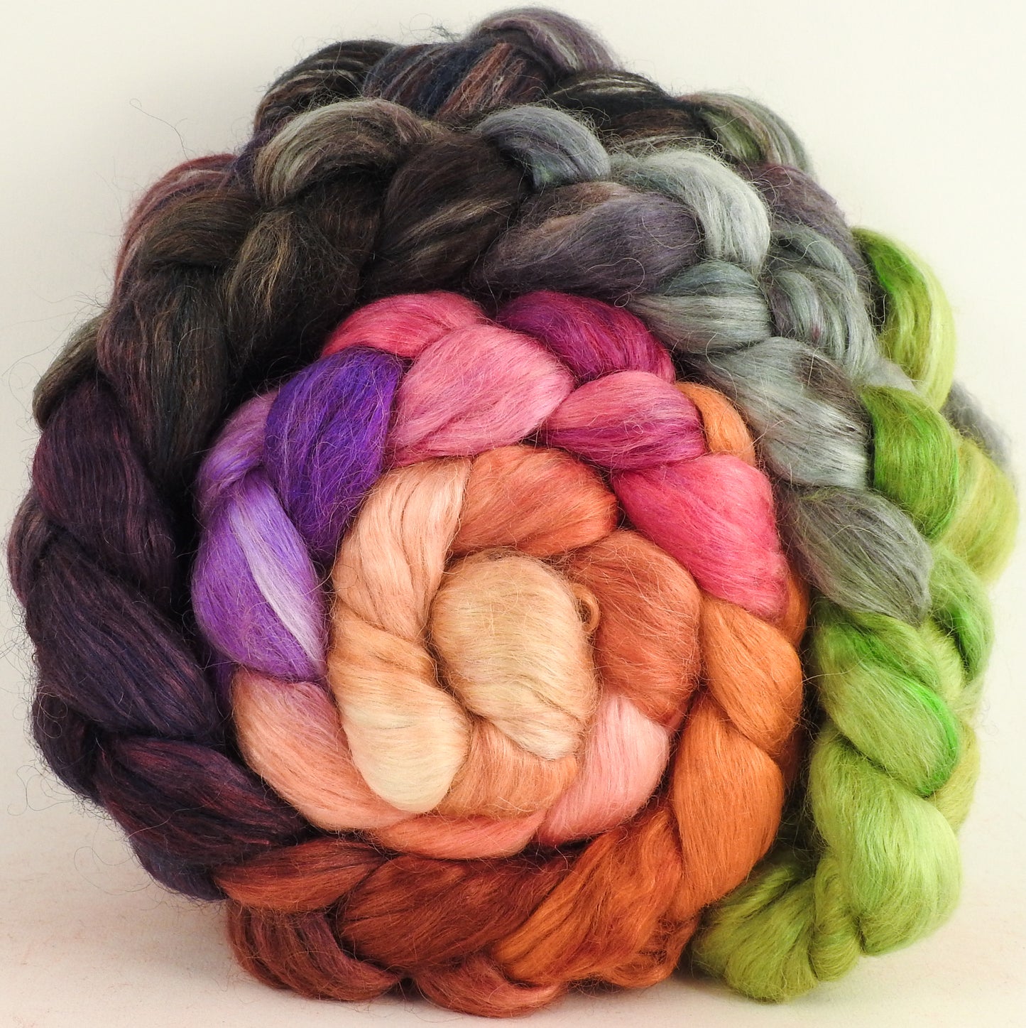Hand-dyed wensleydale/ mulberry silk roving (65/35) - Dwarf Kingfisher B - (6.6 oz.)
