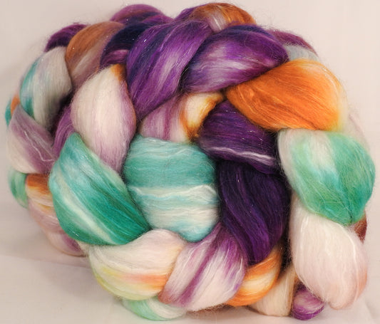 Batt in a Braid #41-Italian Ice-Llama / Merino ( 18 mic.)/ Mulberry silk/ Stellina (40/30/25/5) - Inglenook Fibers