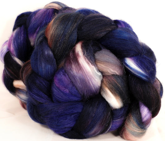 Batt in a Braid #41-New Moon-(4.5 oz.)Llama / Merino ( 18 mic.)/ Mulberry silk/ Stellina (40/30/25/5) - Inglenook Fibers