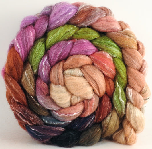 Batt in a Braid #17 - Dwarf Kingfisher A - Grey Corriedale/ Tussah silk/ Tencel (50/25/25)