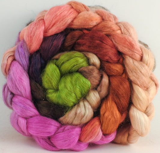 Hand-dyed wensleydale/ mulberry silk roving (65/35) - Dwarf Kingfisher A - (6.4 oz.)
