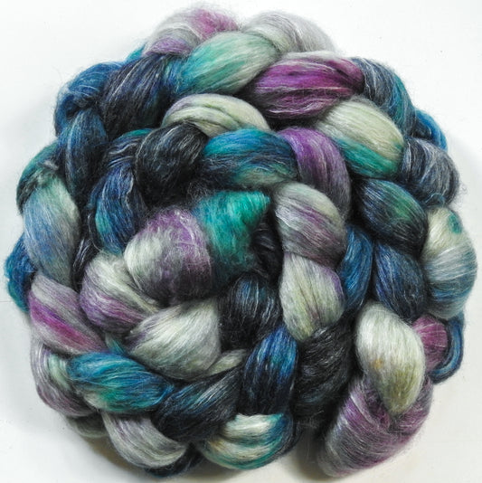 Brain Freeze (5.7 oz) Batt in a Braid #57- Camel/Baby Alpaca/Mint fiber  (50/25/25)
